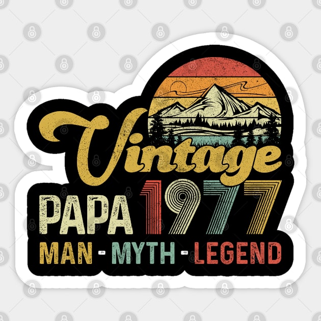 Vintage 1977 Papa Man Myth Legend 43rd Birthday Awesome Since 1977 Father Gift Sticker by justinacedric50634